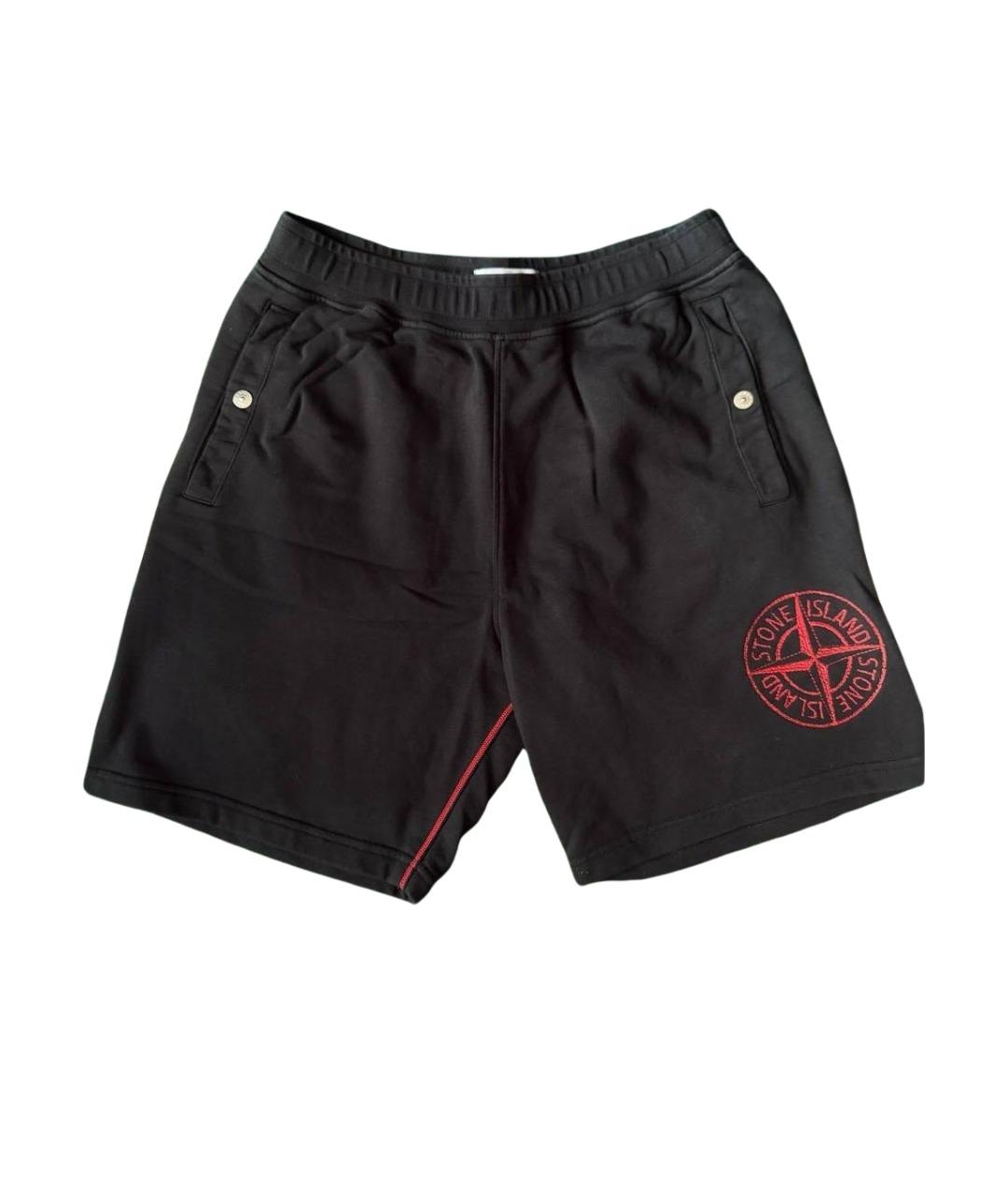 STONE ISLAND Черные хлопковые шорты, фото 1