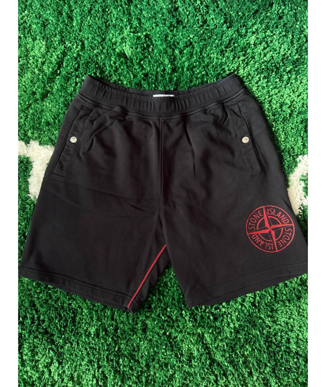 STONE ISLAND Черные хлопковые шорты, фото 5