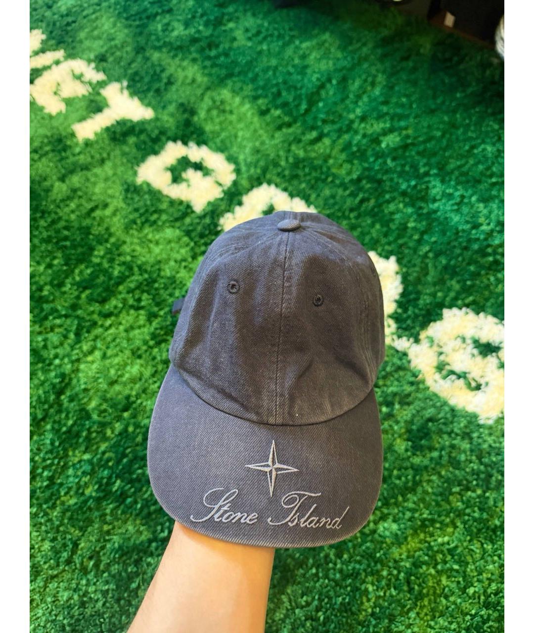 STONE ISLAND Темно-синяя хлопковая кепка/бейсболка, фото 2