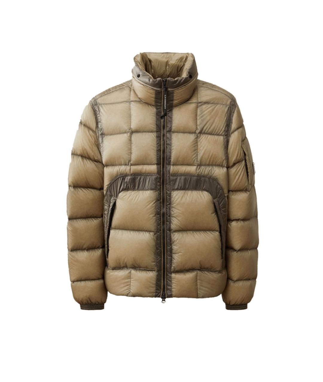 CP COMPANY Бежевый полиамидовый пуховик, фото 1