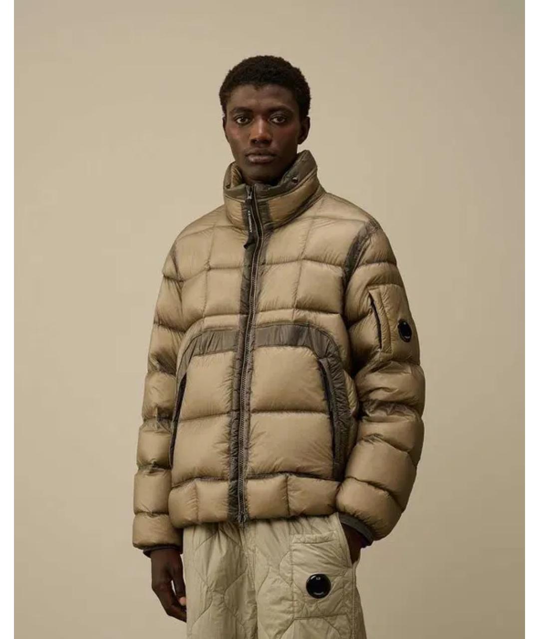 CP COMPANY Бежевый полиамидовый пуховик, фото 4