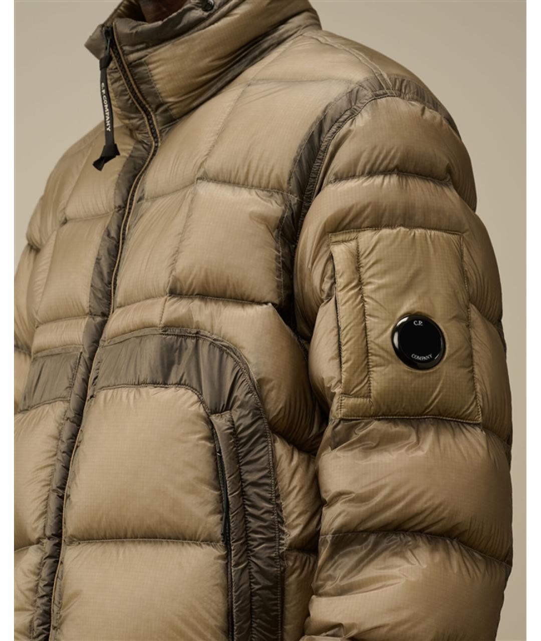 CP COMPANY Бежевый полиамидовый пуховик, фото 6