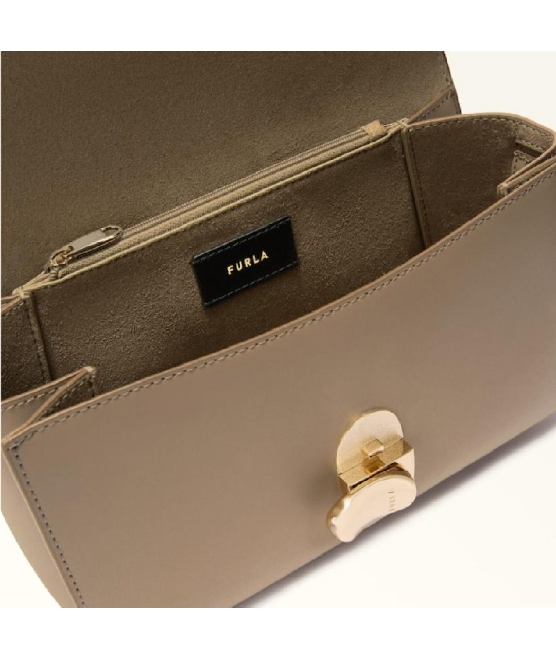 FURLA Серая кожаная сумка через плечо, фото 4