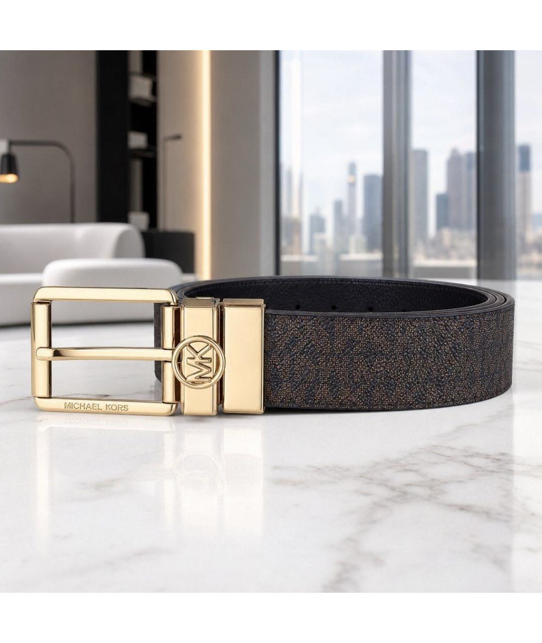 MICHAEL KORS Черный кожаный ремень, фото 4