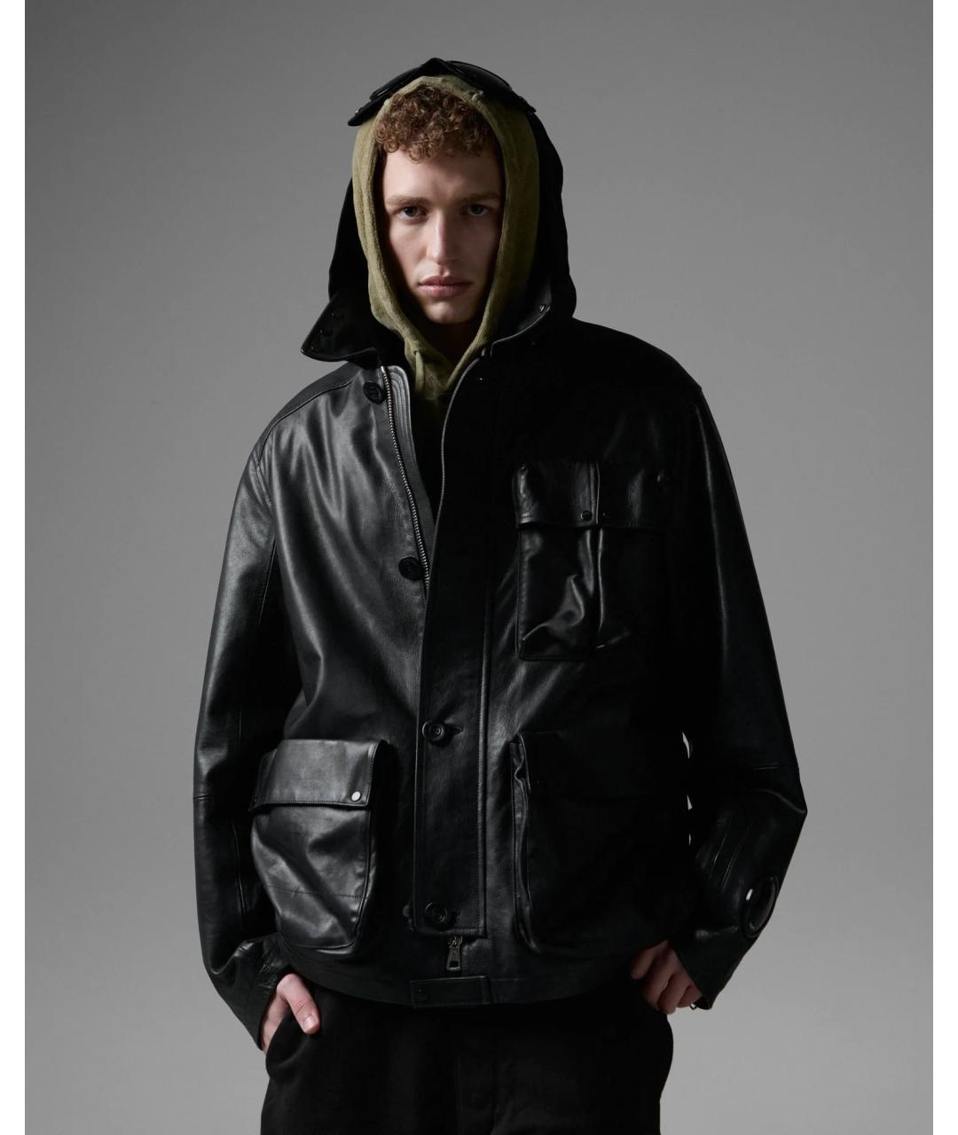 CP COMPANY Черная кожаная куртка, фото 3