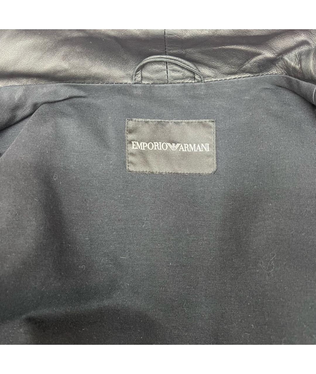 EMPORIO ARMANI Черная кожаная куртка, фото 3