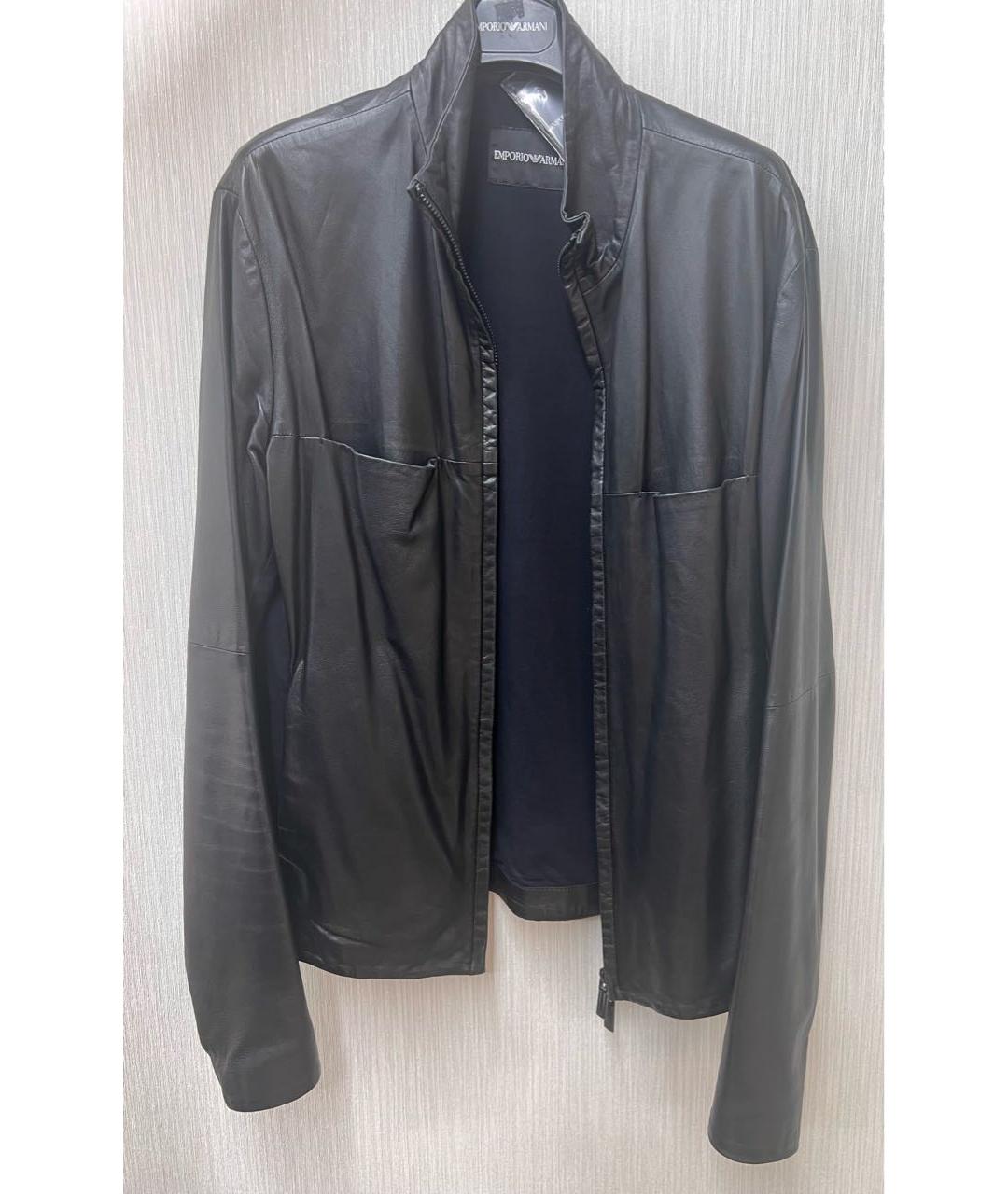 EMPORIO ARMANI Черная кожаная куртка, фото 8