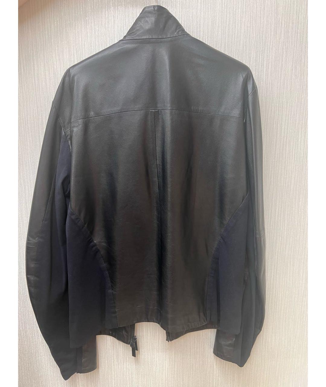 EMPORIO ARMANI Черная кожаная куртка, фото 2