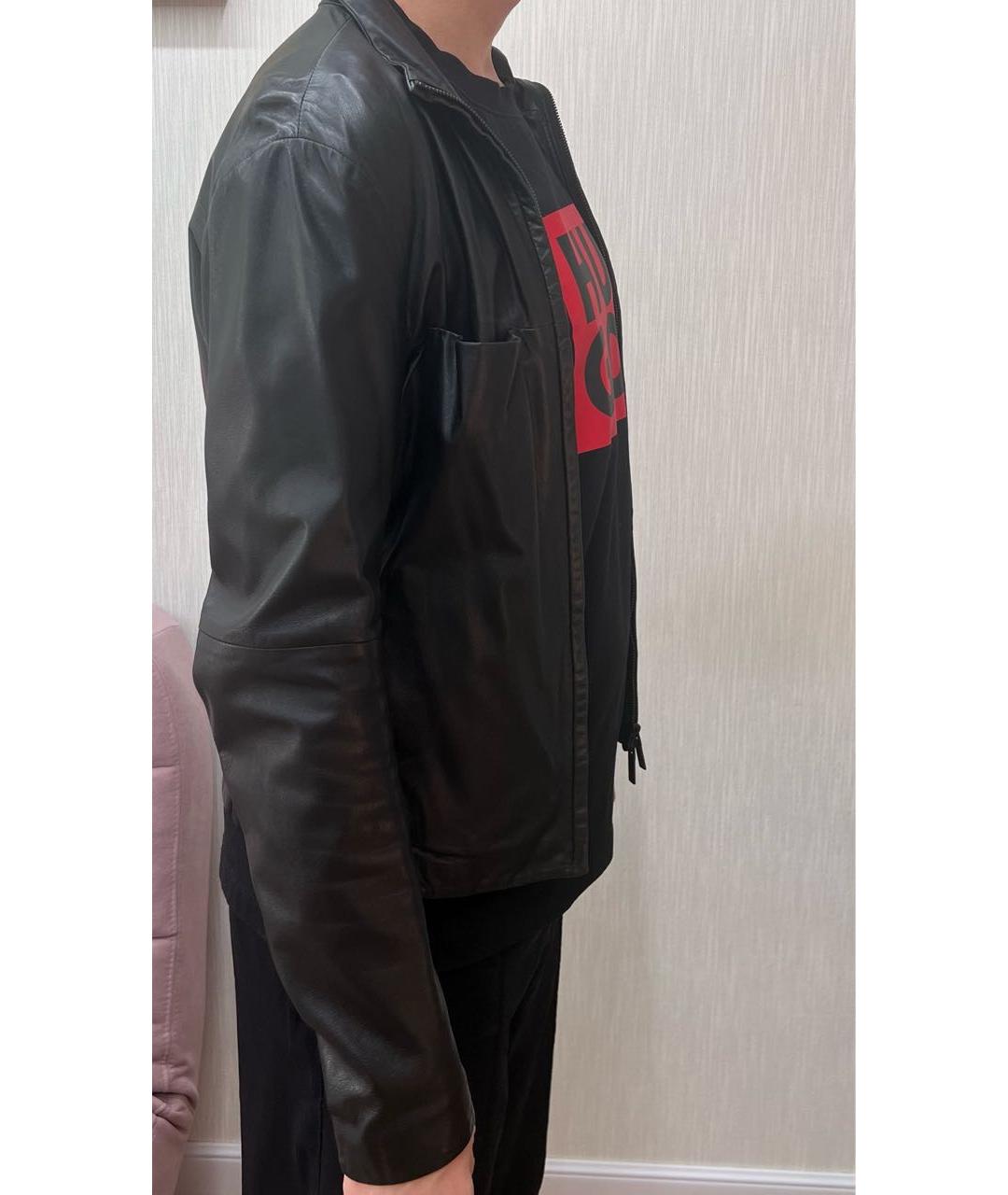 EMPORIO ARMANI Черная кожаная куртка, фото 6