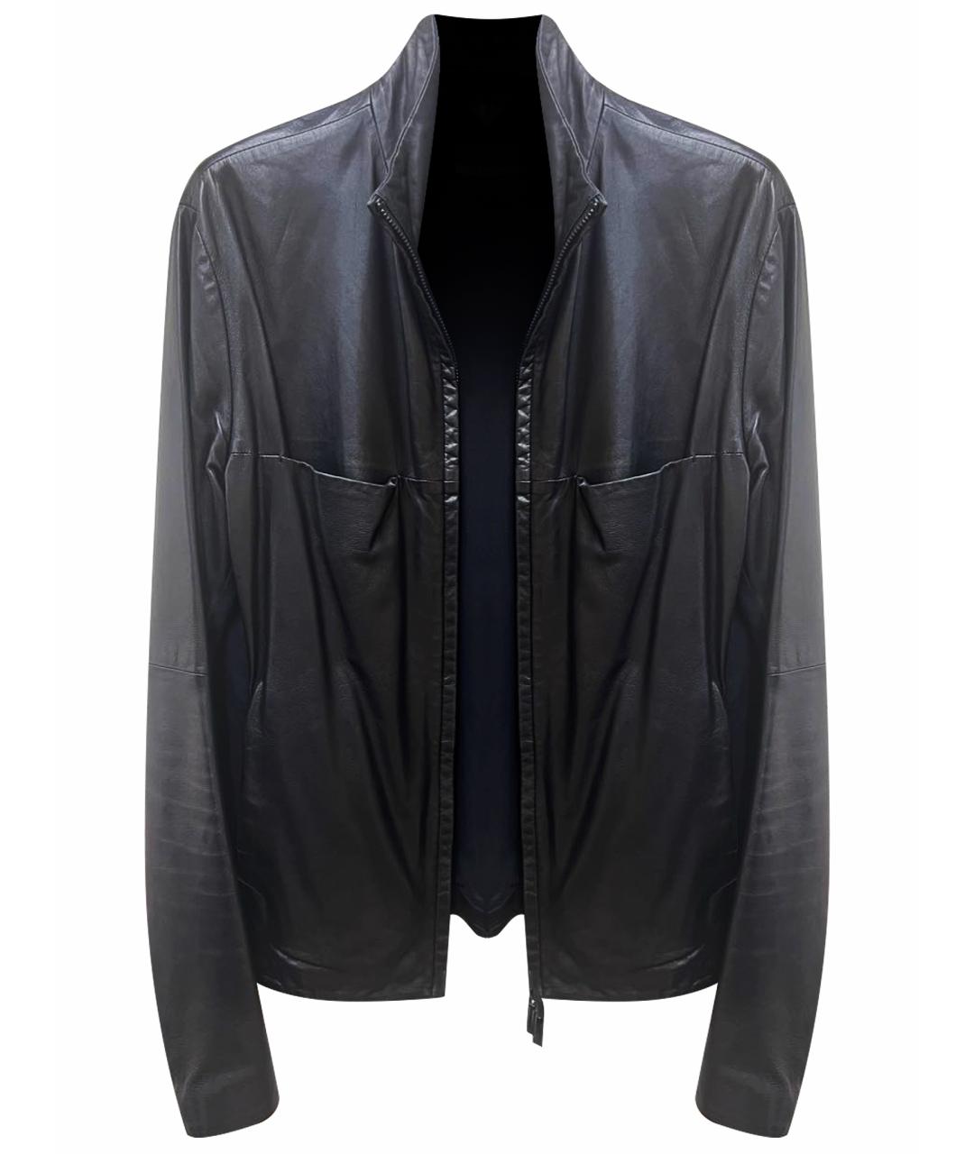 EMPORIO ARMANI Черная кожаная куртка, фото 1