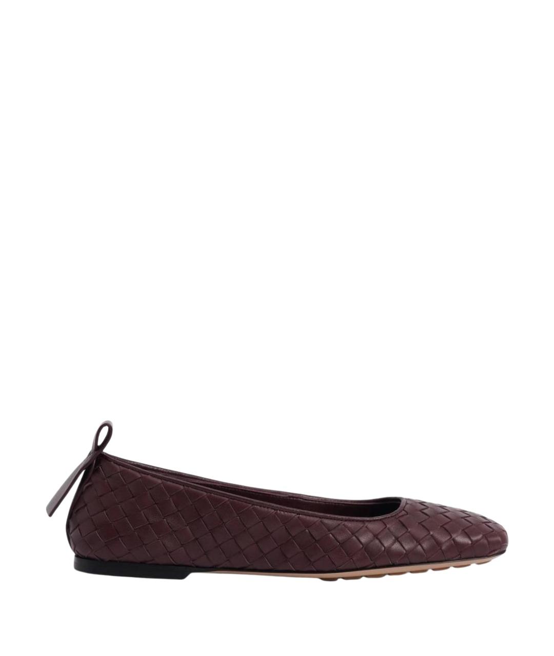 BOTTEGA VENETA Бордовые кожаные балетки, фото 1