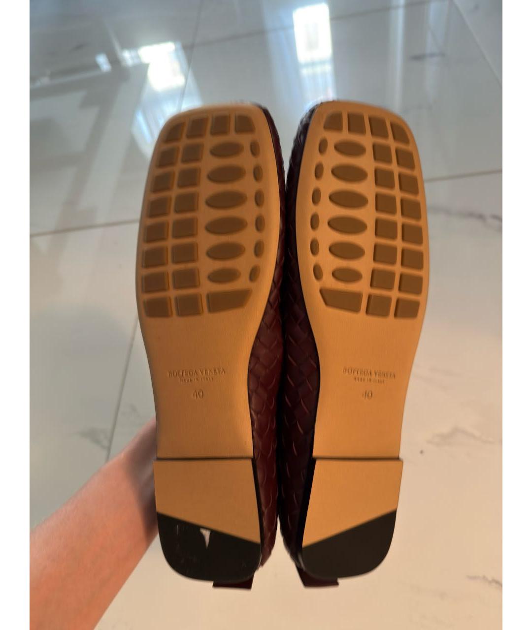 BOTTEGA VENETA Бордовые кожаные балетки, фото 5