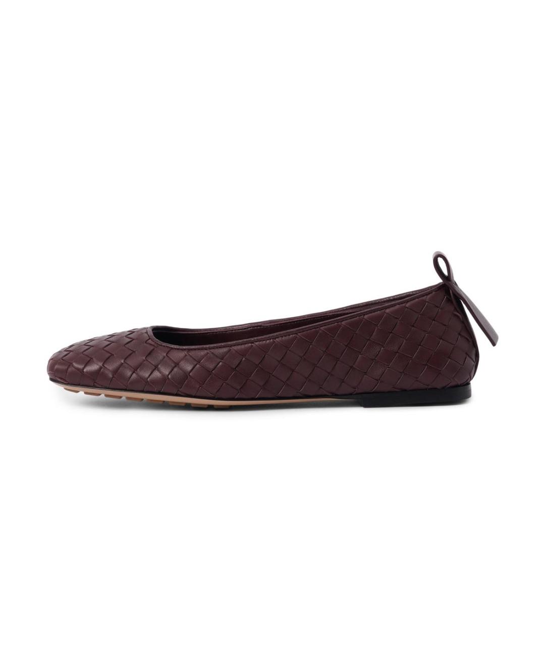 BOTTEGA VENETA Бордовые кожаные балетки, фото 8