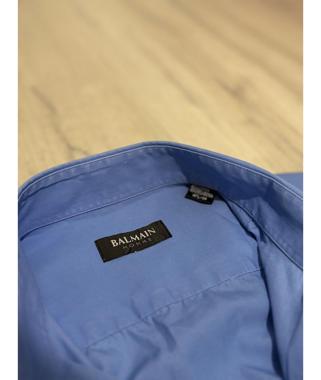 BALMAIN Синяя хлопко-полиэстеровая классическая рубашка, фото 3