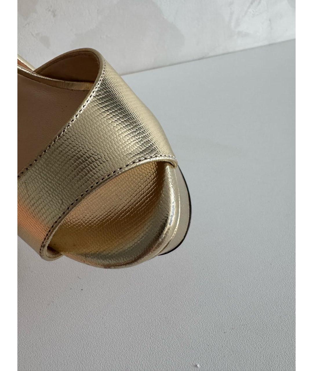 JIMMY CHOO Золотые кожаные босоножки, фото 6