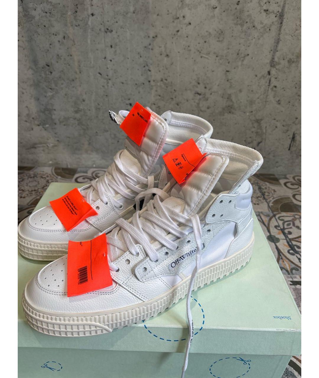 OFF-WHITE Белые текстильные высокие кроссовки / кеды, фото 4