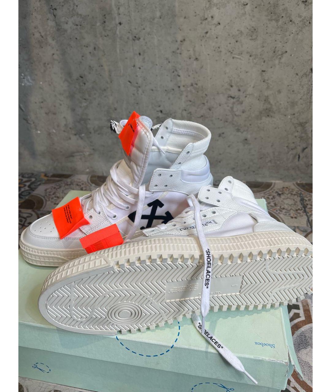 OFF-WHITE Белые текстильные высокие кроссовки / кеды, фото 2