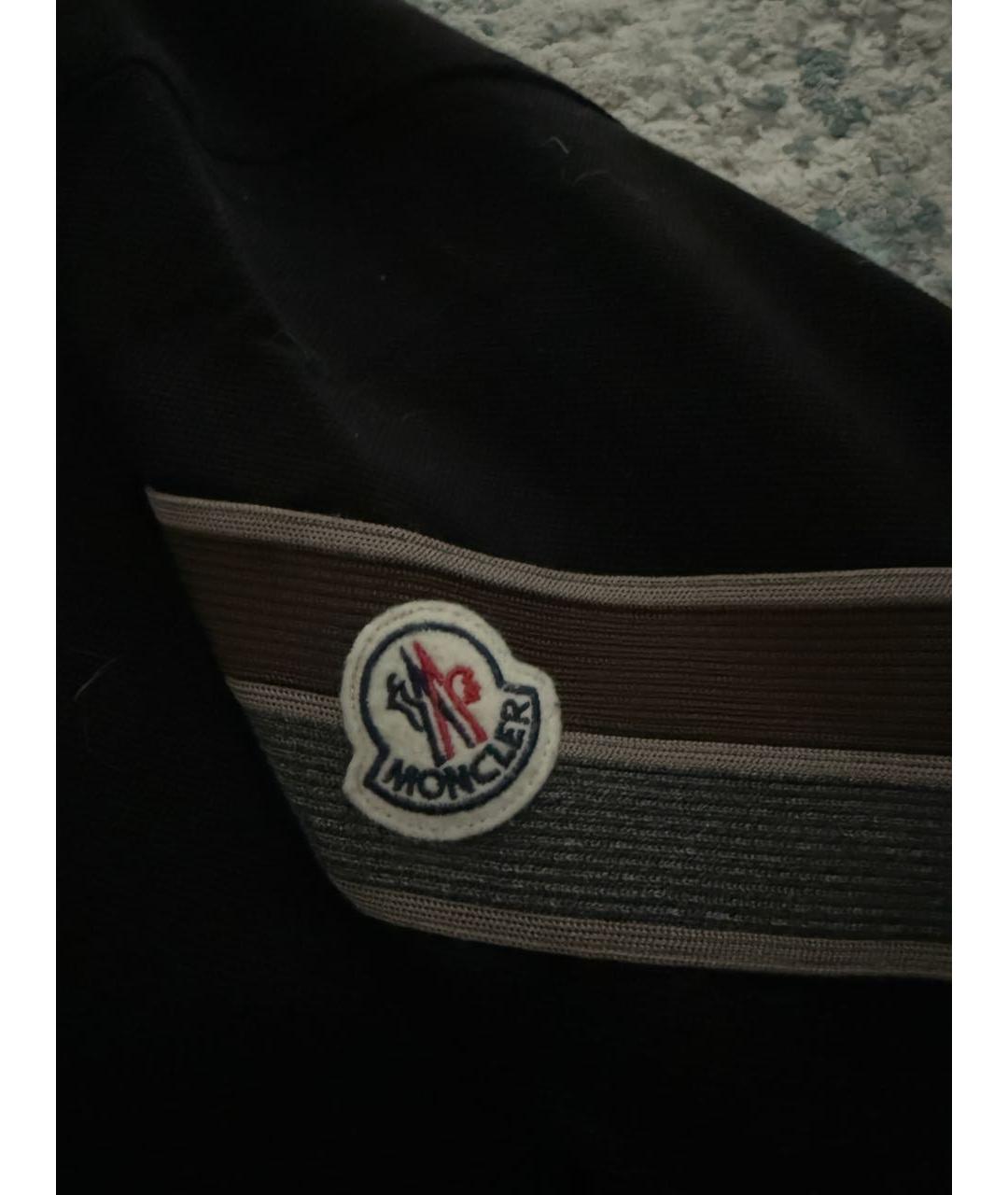 MONCLER Черное хлопковое поло с коротким рукавом, фото 3