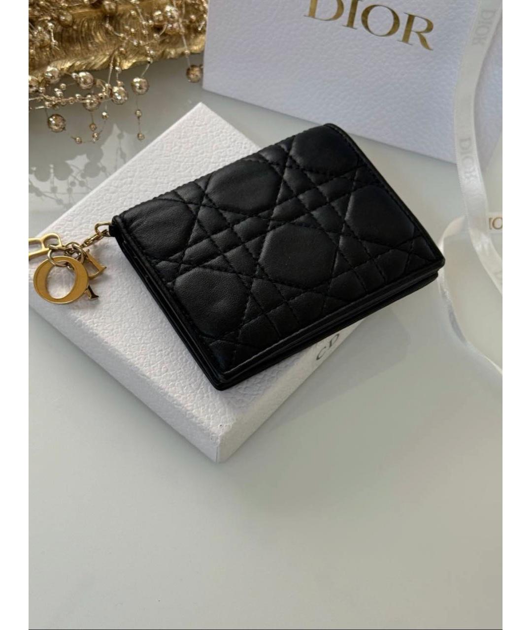 CHRISTIAN DIOR Черный кожаный кошелек, фото 2