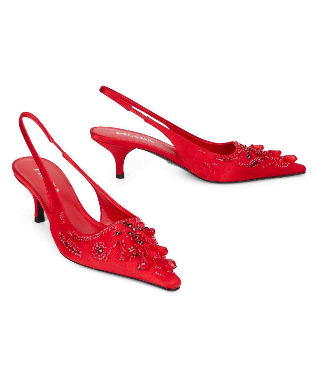 PRADA Красные текстильные туфли, фото 3