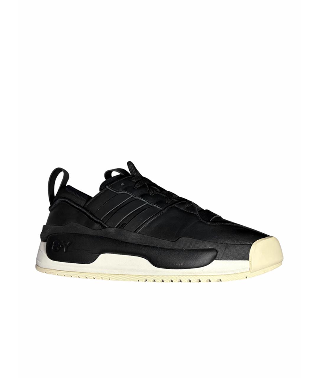 Y-3 Черные кожаные низкие кроссовки / кеды, фото 1