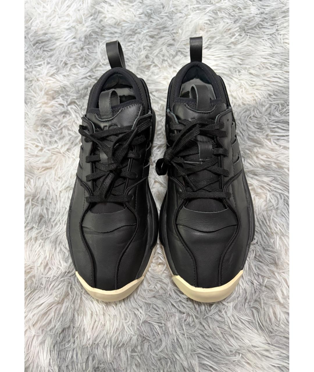 Y-3 Черные кожаные низкие кроссовки / кеды, фото 2