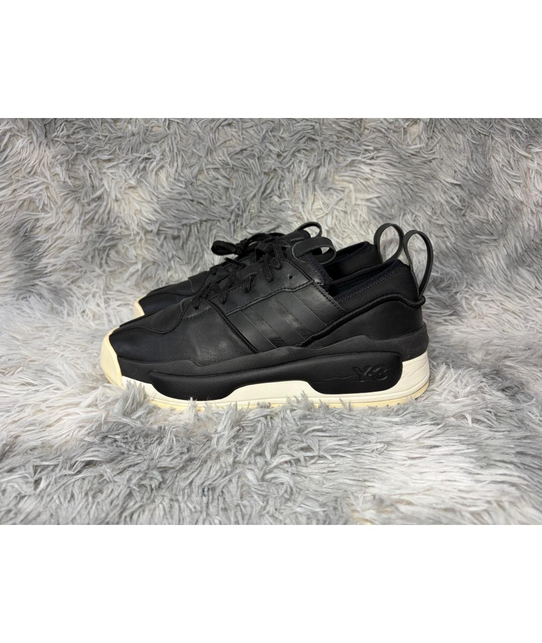 Y-3 Черные кожаные низкие кроссовки / кеды, фото 7
