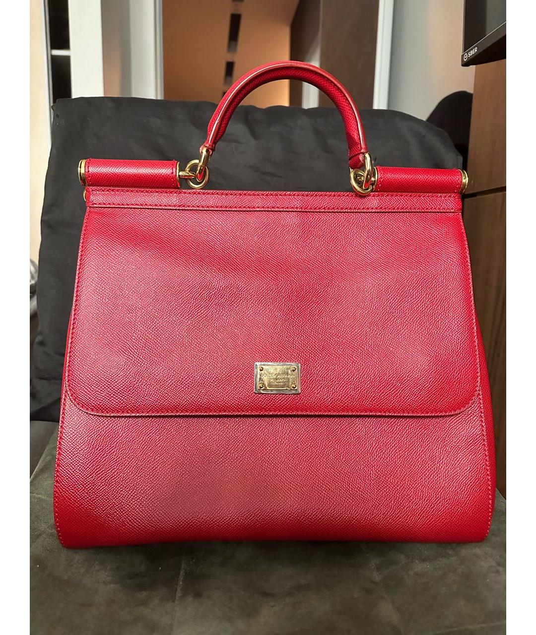 DOLCE&GABBANA Красная кожаная сумка с короткими ручками, фото 9