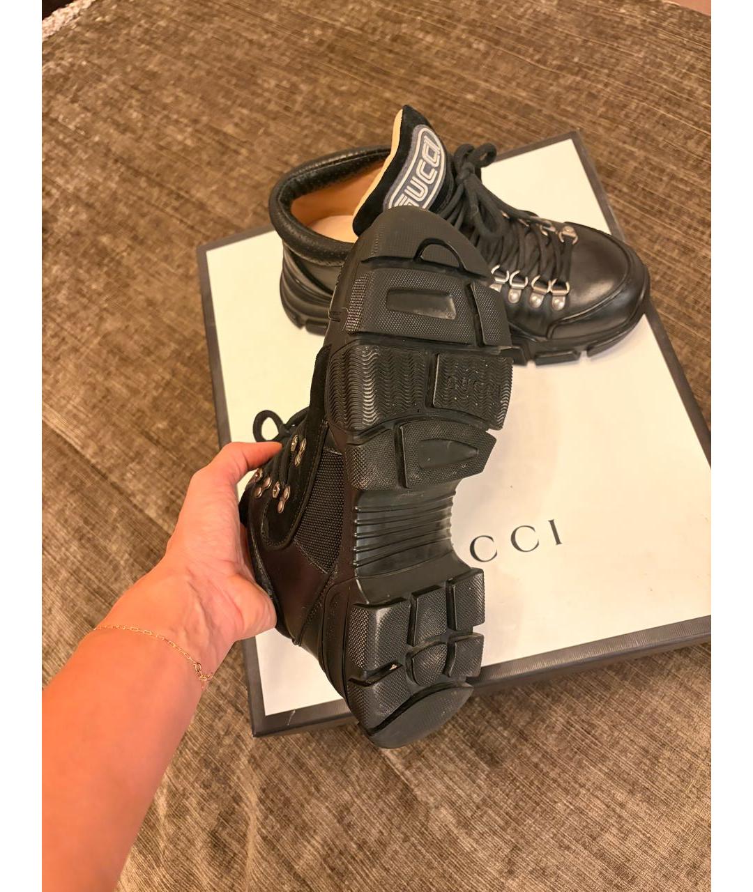 GUCCI Черные кожаные ботинки, фото 5