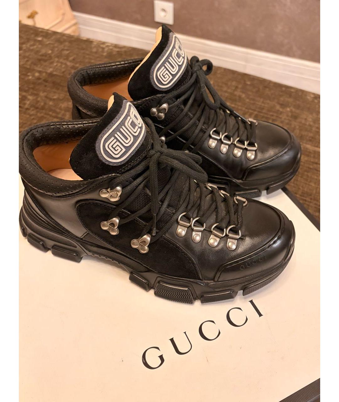 GUCCI Черные кожаные ботинки, фото 3