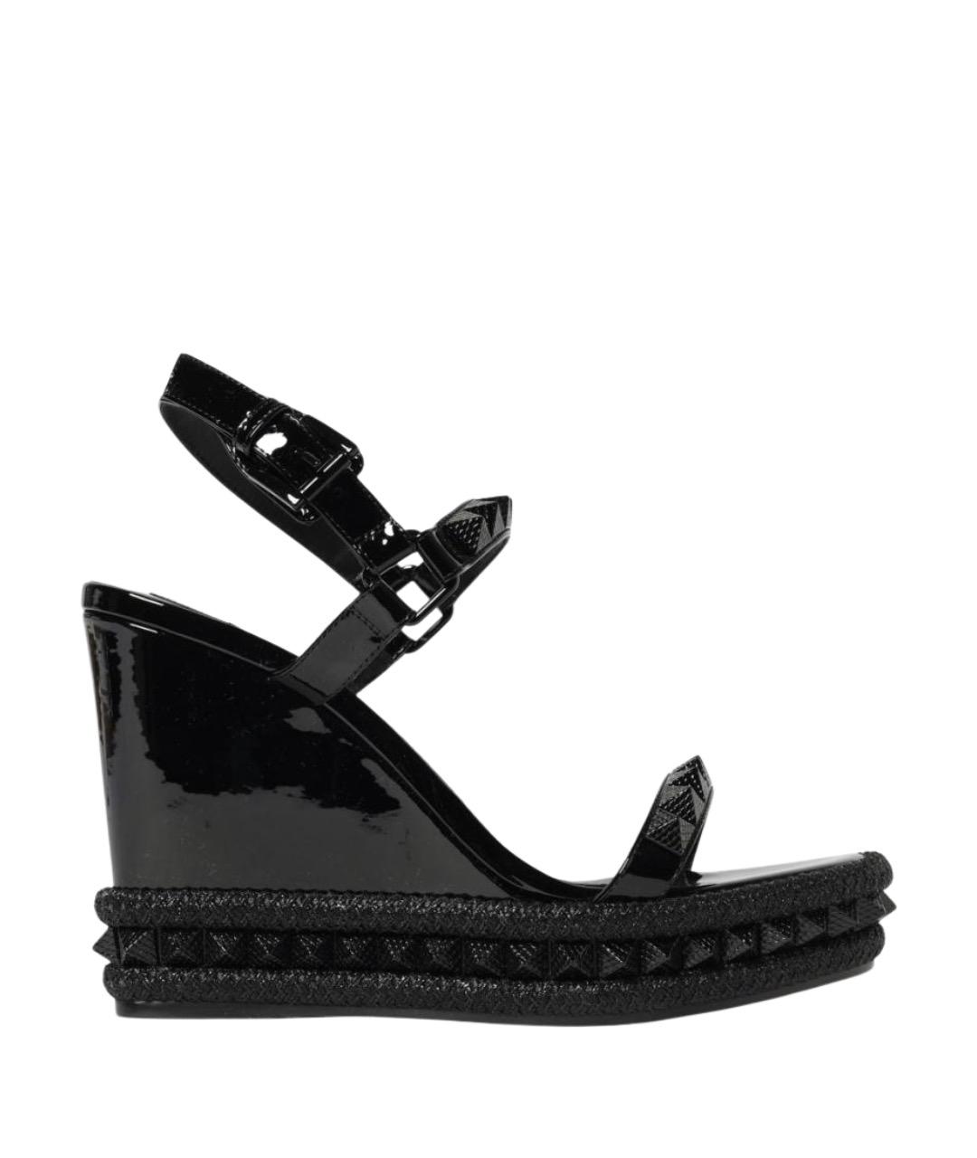 CHRISTIAN LOUBOUTIN Черные кожаные босоножки, фото 1