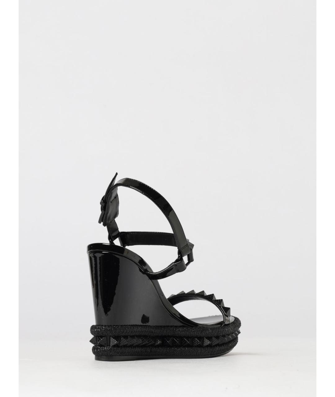 CHRISTIAN LOUBOUTIN Черные кожаные босоножки, фото 3