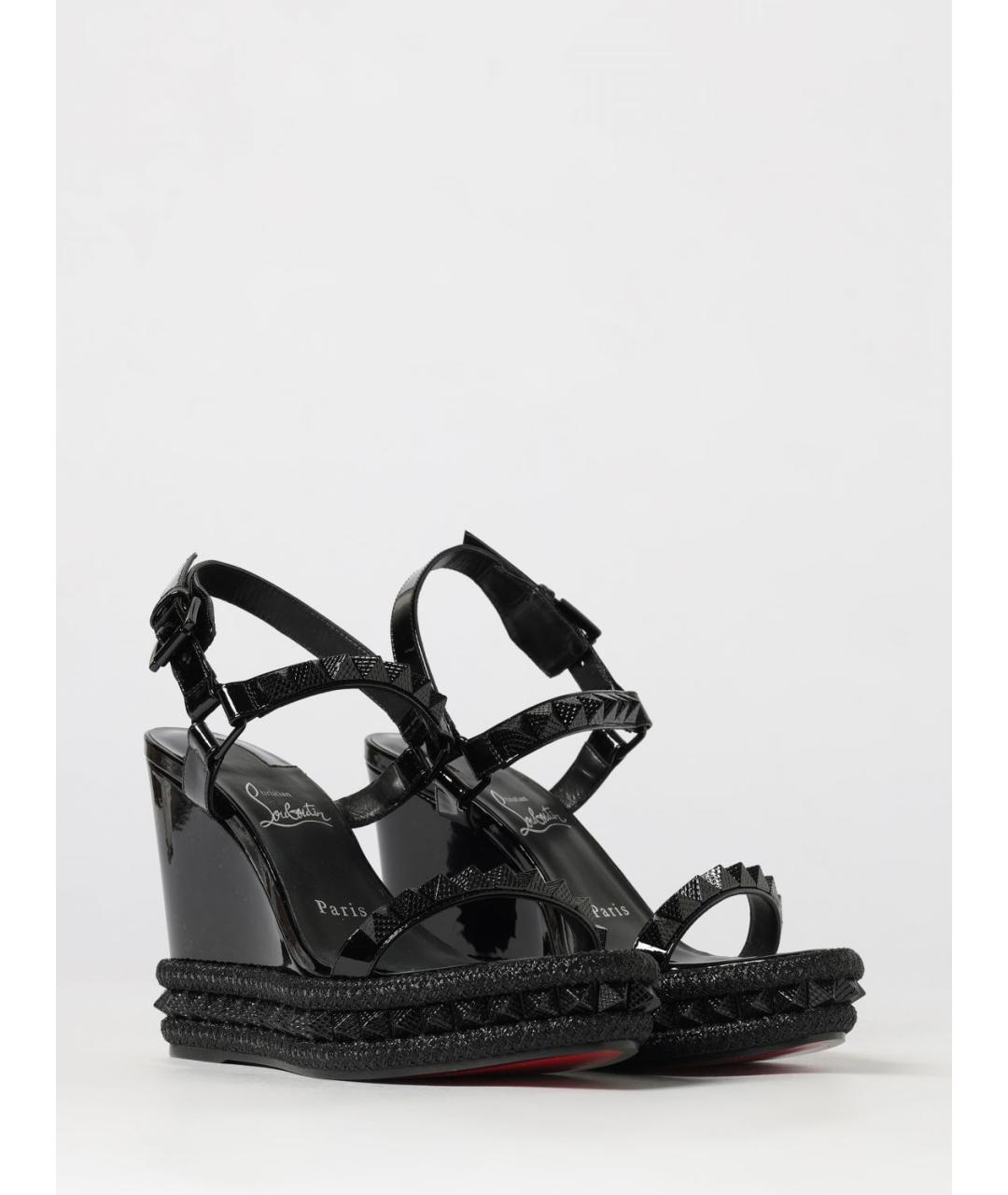 CHRISTIAN LOUBOUTIN Черные кожаные босоножки, фото 2