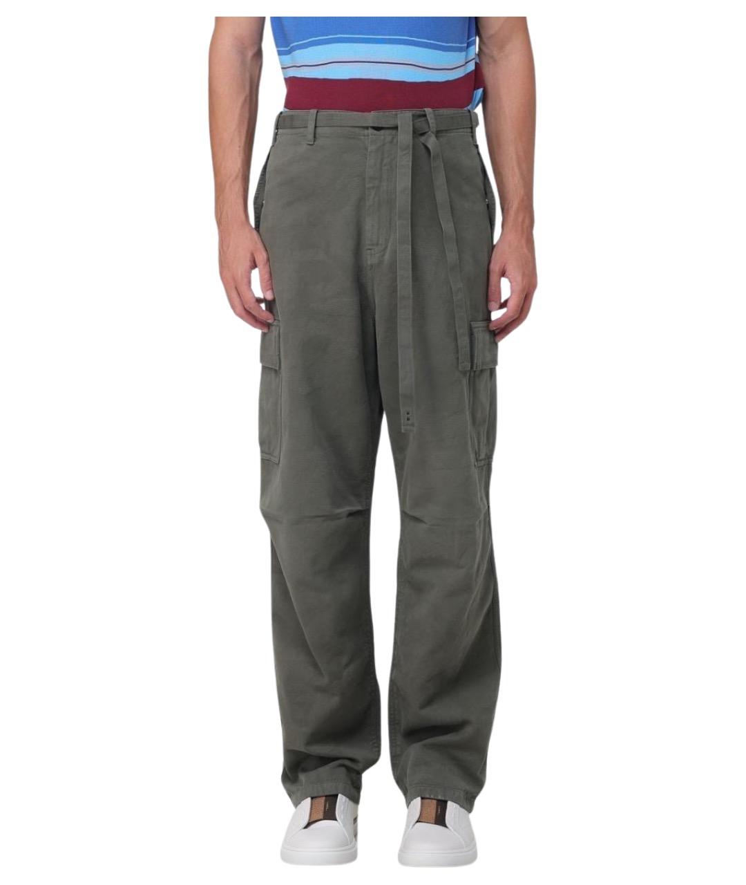 FENDI Хаки хлопковые повседневные брюки, фото 1