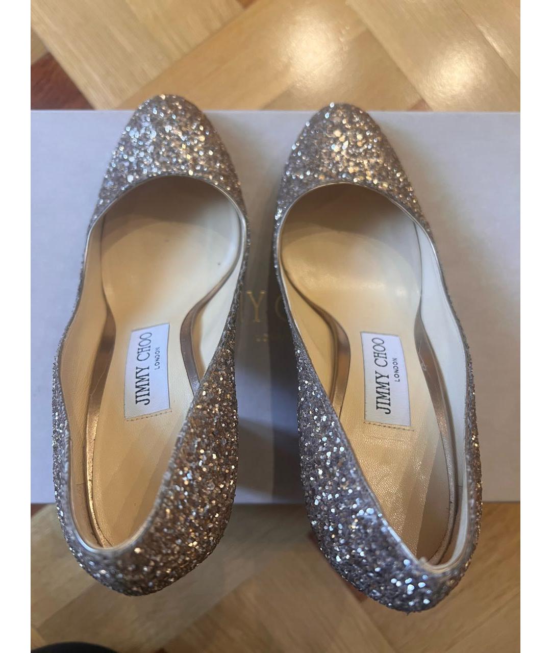 JIMMY CHOO Золотые кожаные туфли, фото 3