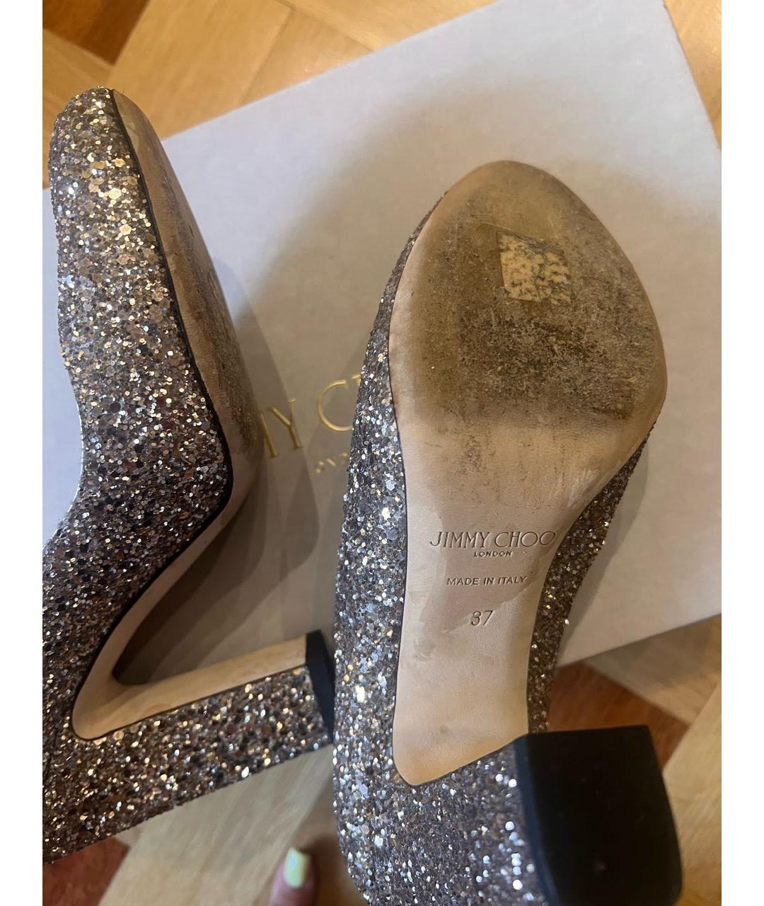JIMMY CHOO Золотые кожаные туфли, фото 7