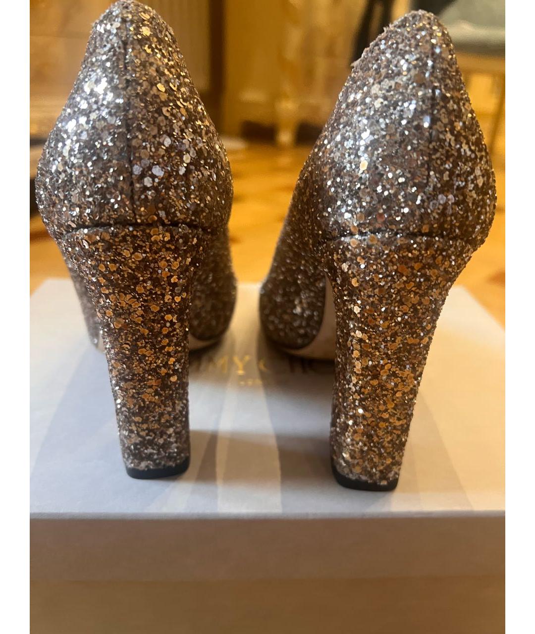 JIMMY CHOO Золотые кожаные туфли, фото 4