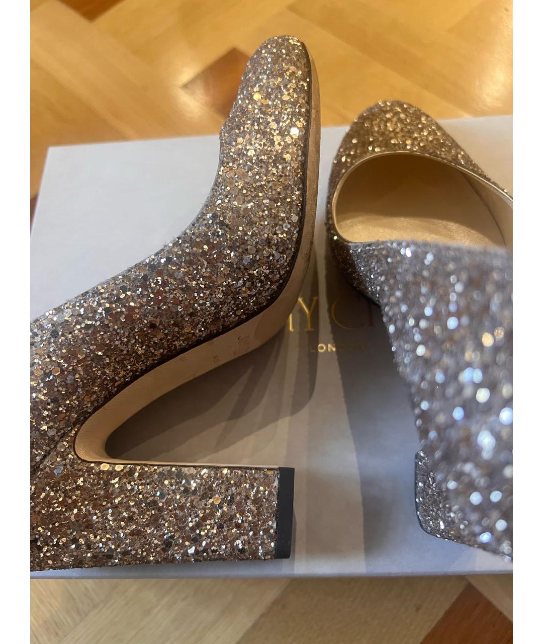 JIMMY CHOO Золотые кожаные туфли, фото 5