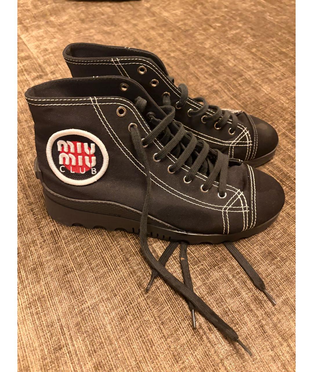 MIU MIU Черные текстильные кеды, фото 2