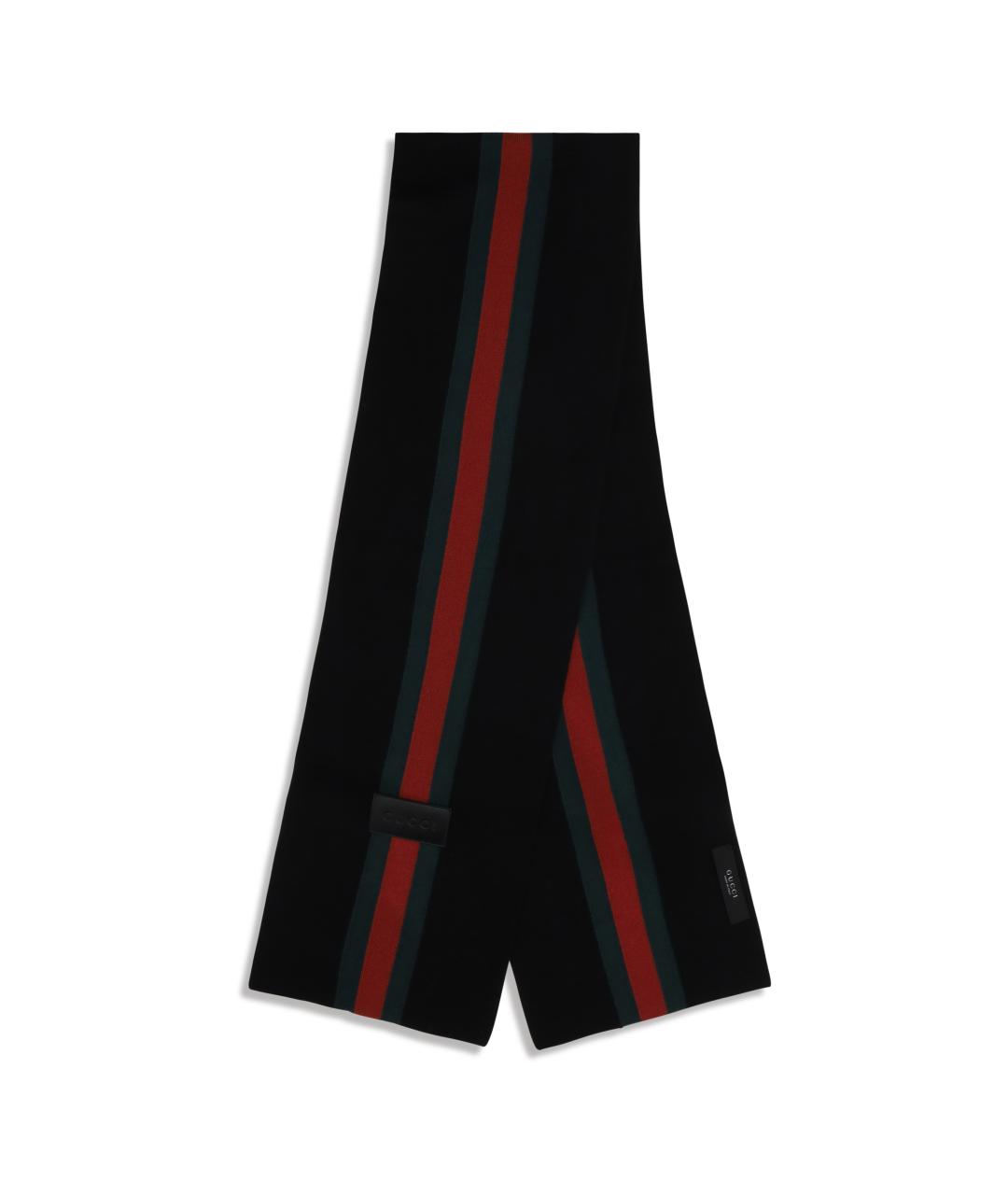 GUCCI Черный шерстяной шарф, фото 1