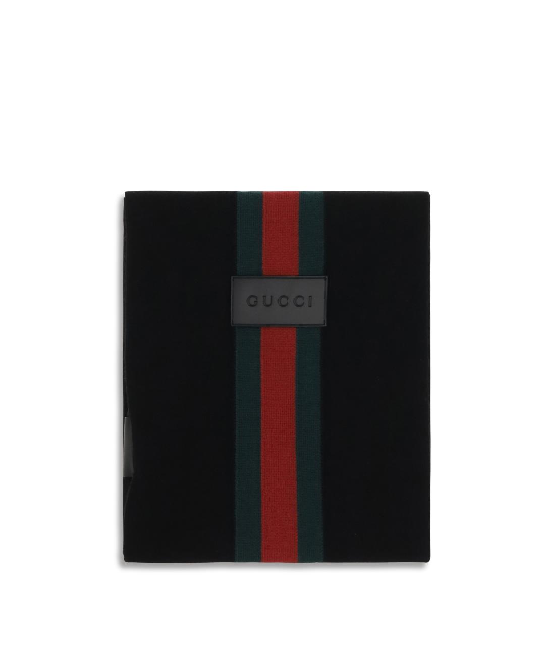 GUCCI Черный шерстяной шарф, фото 2