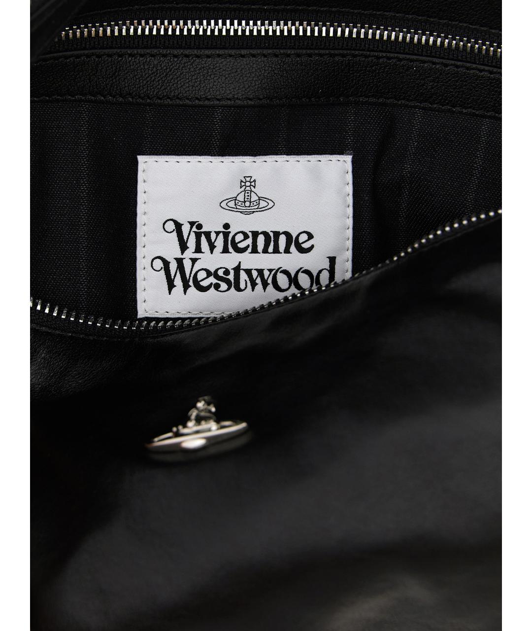 VIVIENNE WESTWOOD Черная кожаная сумка через плечо, фото 4