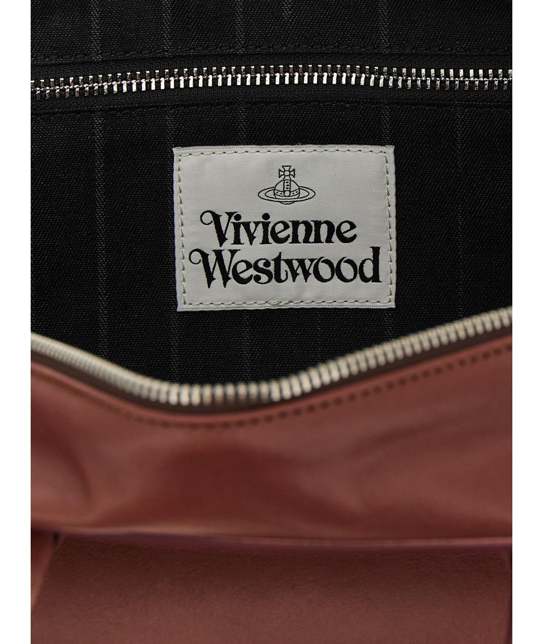 VIVIENNE WESTWOOD Коричневая кожаная сумка через плечо, фото 4