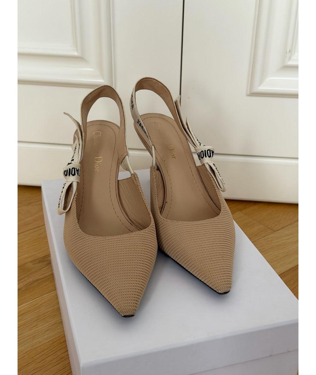 CHRISTIAN DIOR Бежевые текстильные туфли, фото 2