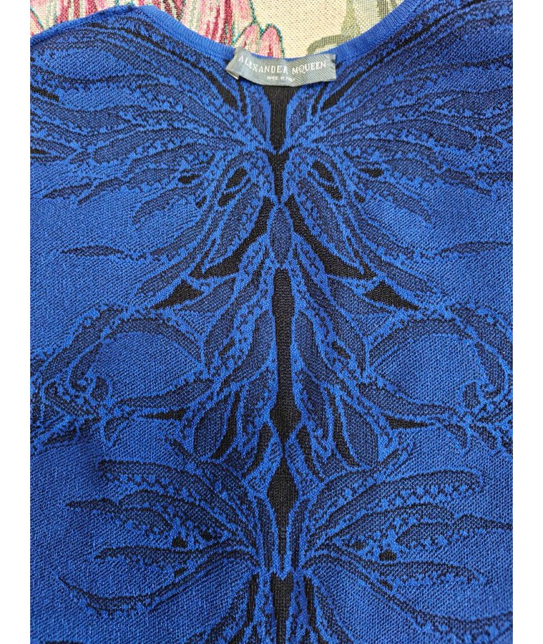 ALEXANDER MCQUEEN Синее вискозное коктейльное платье, фото 3