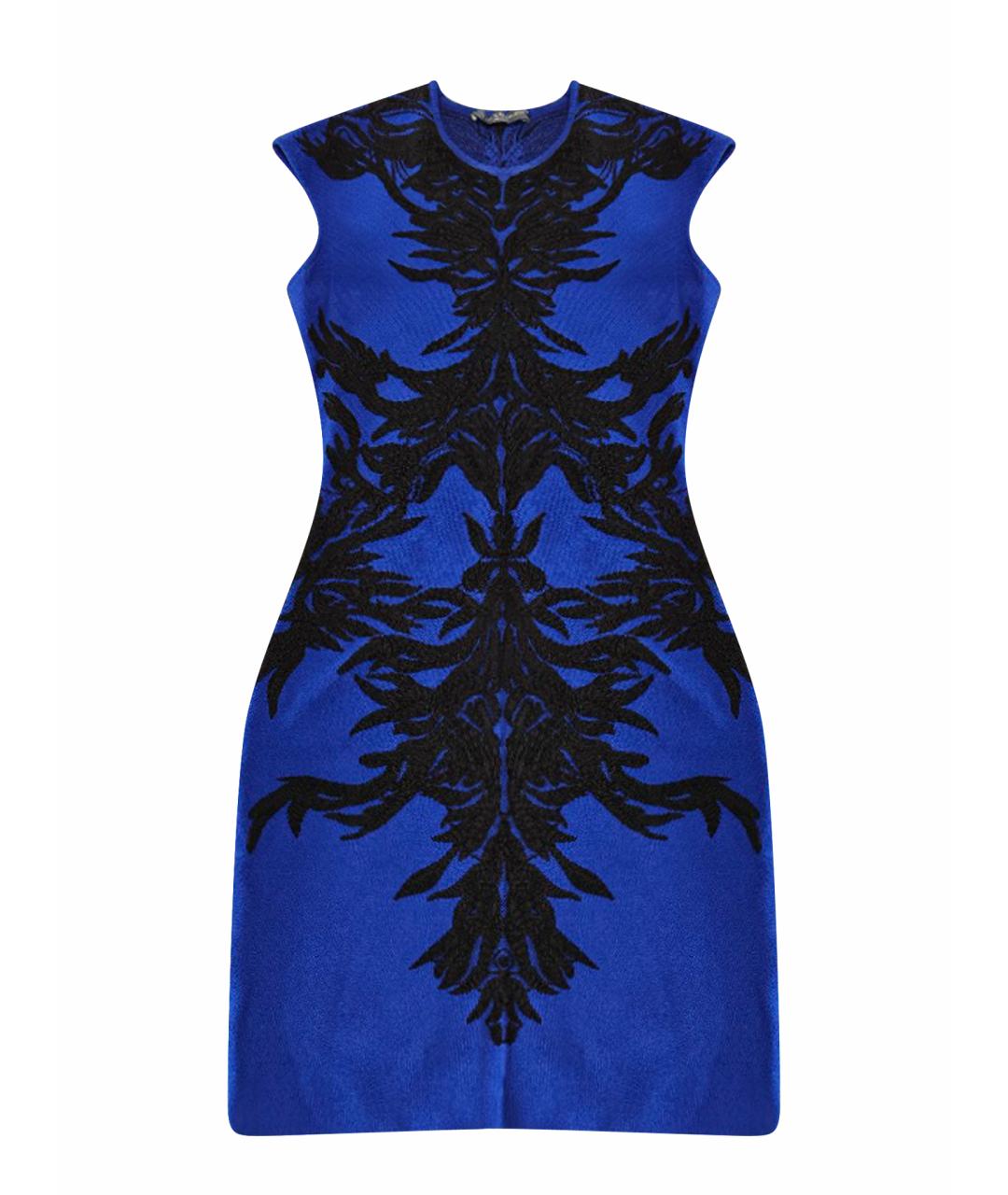 ALEXANDER MCQUEEN Синее вискозное коктейльное платье, фото 1
