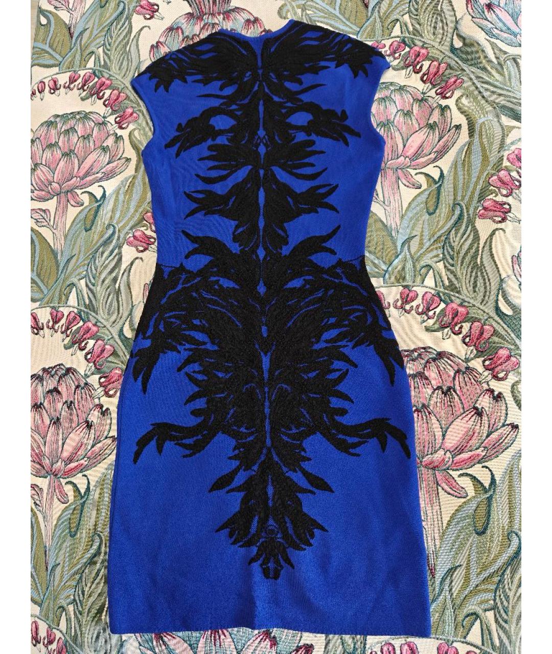 ALEXANDER MCQUEEN Синее вискозное коктейльное платье, фото 2