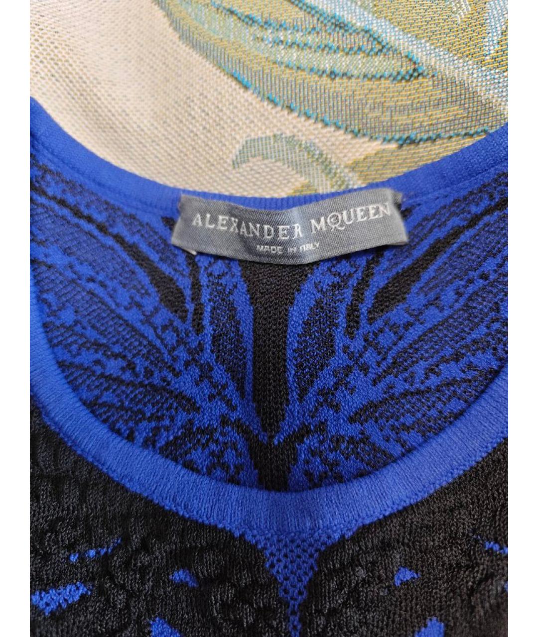 ALEXANDER MCQUEEN Синее вискозное коктейльное платье, фото 7