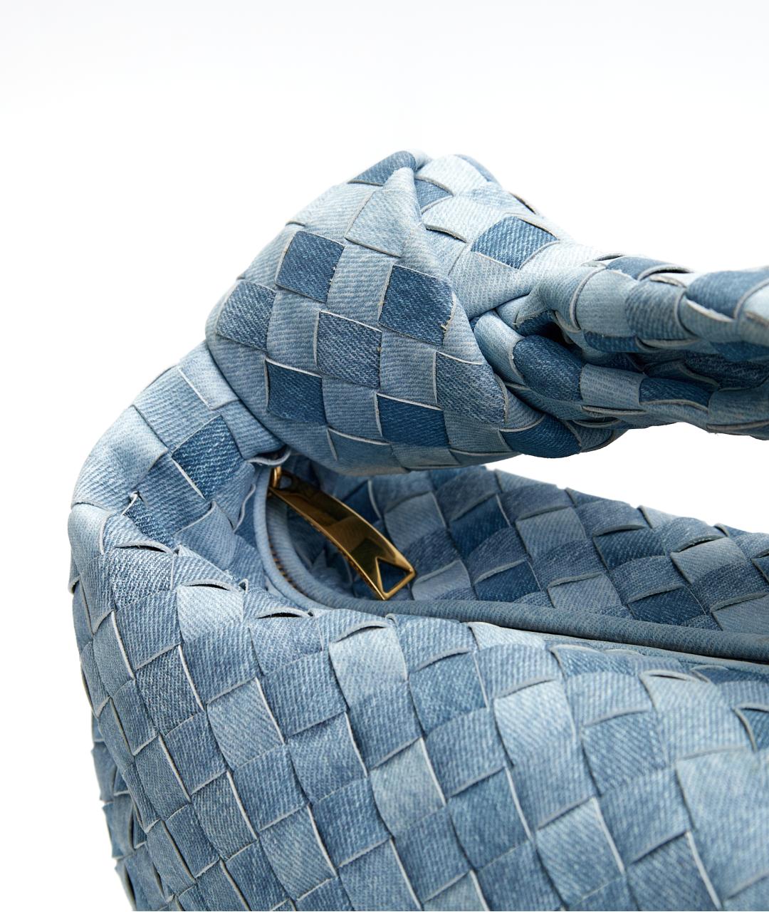 BOTTEGA VENETA Голубая кожаная сумка с короткими ручками, фото 4