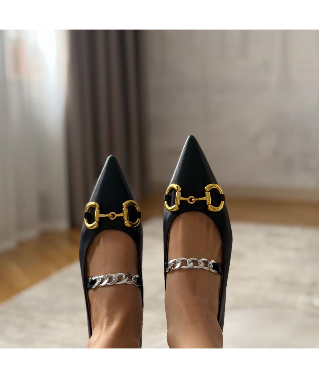 GUCCI Черные кожаные балетки, фото 5